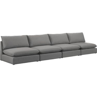 Mackenzie Durable Linen Textured 4 Seater Modular Sofa In Grey