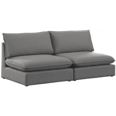 Mackenzie Durable Linen Textured 2 Seater Modular Sofa In Grey