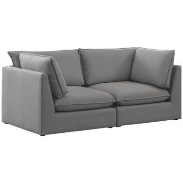 Mackenzie Durable Linen Textured 2 Seater Modular Sofa with Arm Support In Grey