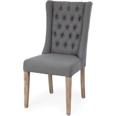 Mackenzie Ii Gray Plush Linen Covering Ash Solid Wood Base Dining Chair