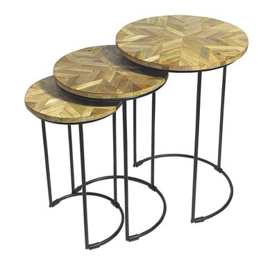 Mackintosh Round Nesting Tables In Natural Inlay and Black