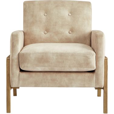 Macon Wood Arm Tufted Back Accent Chair In Sand