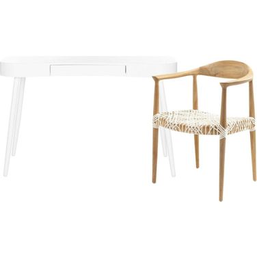 Madan White One Drawer Home Office Set