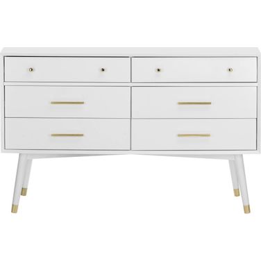 Madden Retro Dresser In White and Brass
