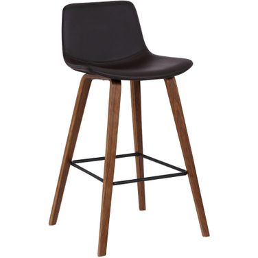 Maddie Contemporary 26 Inch Barstool In Walnut Wood Finish and Brown Faux Leather