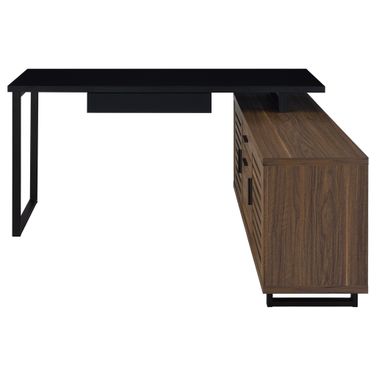 Maddox 60 Inch L-Shape Office Computer Desk In Walnut and Black