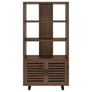 Maddox 71 Inch 3-Shelf Cabinet Bookcase In Walnut