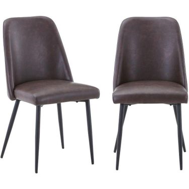 Maddox Upholstered Dining Chair Set of 2 In Dark Brown