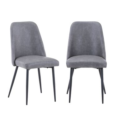 Maddox Upholstered Dining Chair Set of 2 In Grey
