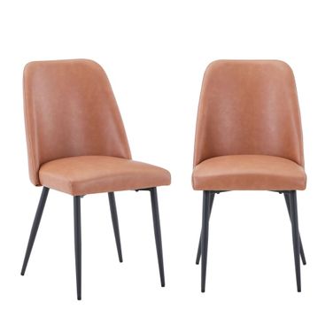 Maddox Upholstered Dining Chair Set of 2 In Light Brown