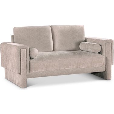 Madeline Chenille Fabric Loveseat In Beige