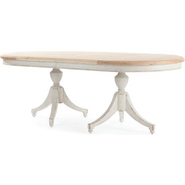 Madeline Double Pedestal Dining Table In Light Grey