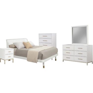 Madelyn White Slat Back Platform Bedroom Set