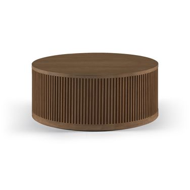 Madera Oak Veneer and Solid Wood with Caster Wheels Coffee Table In Brown Walnut