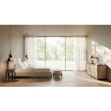 Madera Upholstered Bedroom Set In Modern Walnut