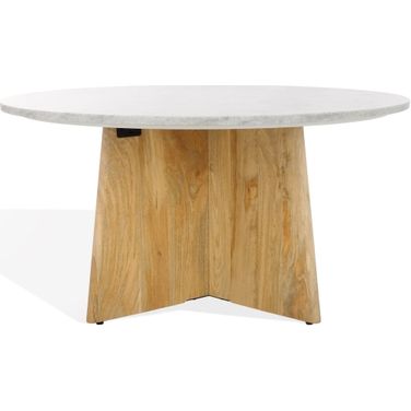 Madilynn Round Wood Coffee Table In Natural and Light Grey