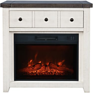 Madison County 32 Inch Electric Fireplace Console TV Stand In Antique White