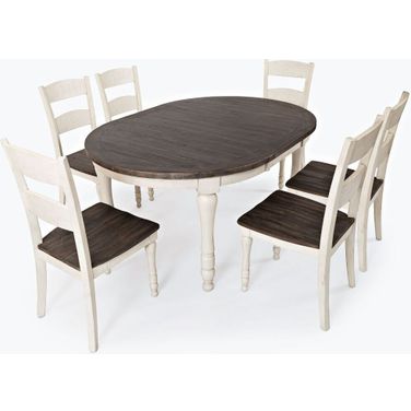 Madison County Reclaimed Pine 66 Inch Oval Farmhouse Seven-Piece Dining Set In Vintage White
