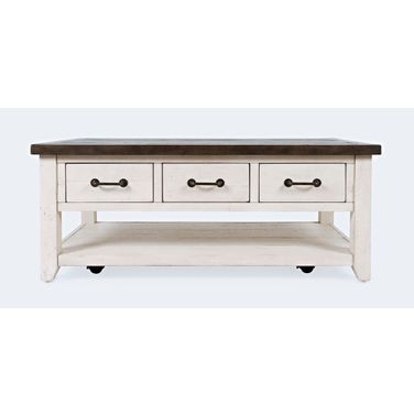 Madison County 48 Inch Harris 3 Drawer Coffee Table In Vintage White