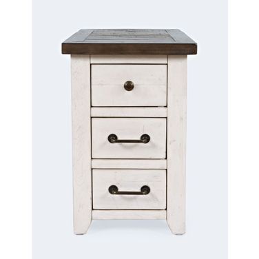 Madison County Harris USB Charging Chairside Table In Vintage White