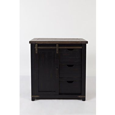 Madison County 32 Inch Barn Door Accent Cabinet In Vintage Black