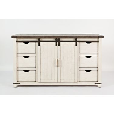 Madison County 60 Inch Barn Door Server In Vintage White