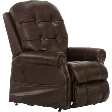 Madison Italian Leather Power Lift Lay Flat Recliner In Walnut