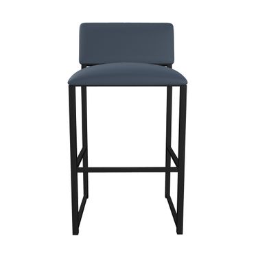 Madrid 30 Inch Bar Height Stool In Sable Onyx and Midnight Blue