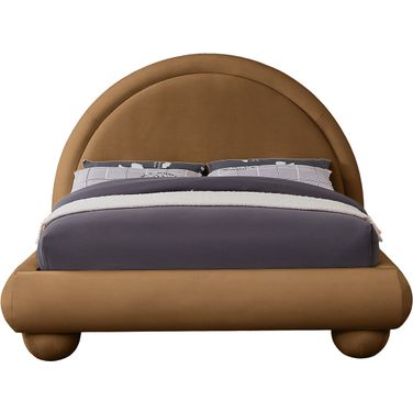 Madrid Velvet Queen Bed In Saddle