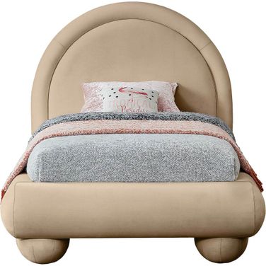 Madrid Velvet Twin Bed In Beige Velvet