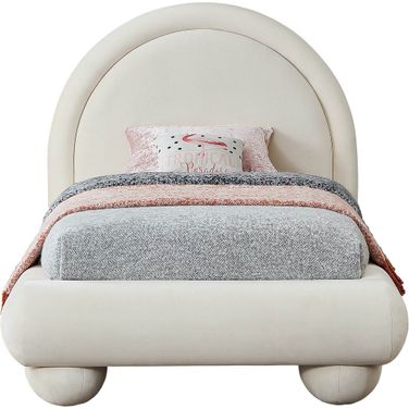 Madrid Velvet Twin Bed In Cream Velvet