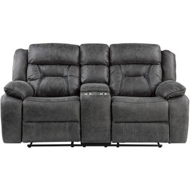 Madrona Hill Double Reclining Loveseat with Center Console In Gray
