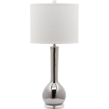 Mae Silver and Off-White 30.5 Inch Long Neck Ceramic Table Lamp