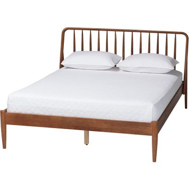 Maeron Queen Platform Bed with Spindle Headboard In Walnut Brown