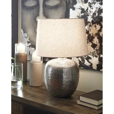 Magalie Antique Silver Metal Table Lamp