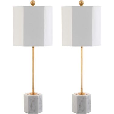 Magdalene White/Gold Leaf Marble Table Lamp Set of 2
