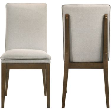 Maggie Dining Chair with Natural Cushion Set of 2 In Walnut