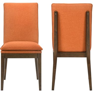 Maggie Dining Chair with Terra Cotta Cushion Set of 2 In Walnut