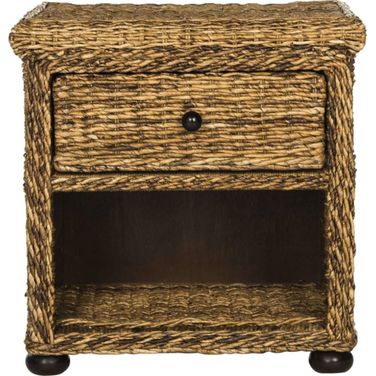 Magi Natural Abaca Brown Wicker Nightstand with Drawer and 8 Inch Storage