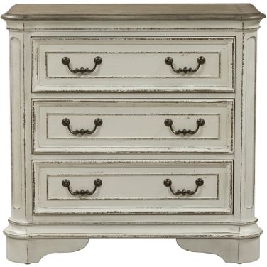 Magnolia Manor Antique White 3 Drawer Bedside Chest