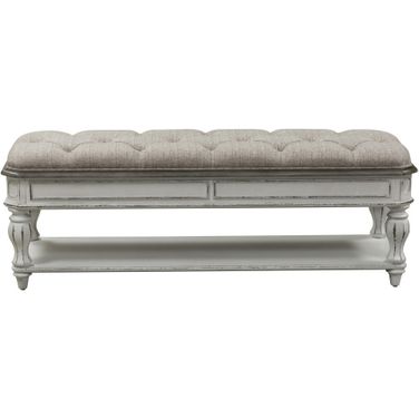 Magnolia Manor Antique White Bed Bench