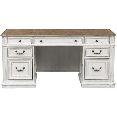 Magnolia Manor Antique White Complete Desk 5 Piece Set