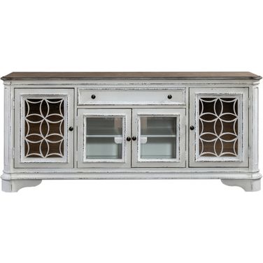 Magnolia Manor 74 Inch Antique White Entertainment TV Stand