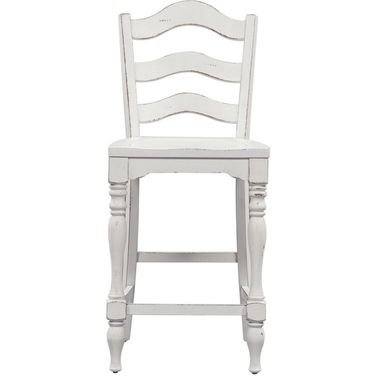 Magnolia Manor Antique White Ladder Back Counter Chair Set of 2