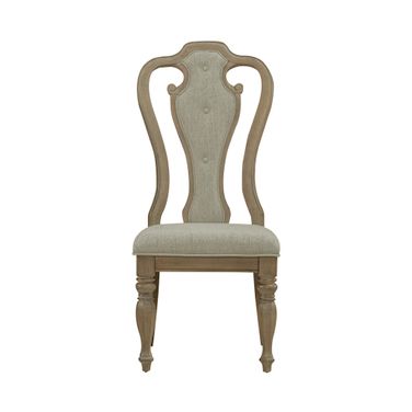 Magnolia Manor Splat Back Upholstered Side Chair Set of 2 In Weathered Bisque