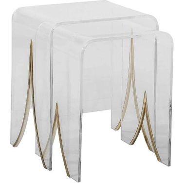 Magnolia Nesting Tables In Brushed Brass and Clear