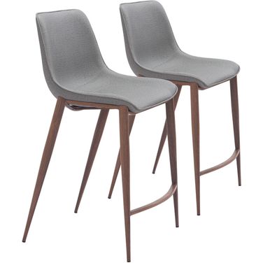 Magnus Counter Stool Set of 2 In Slate Gray and Walnut