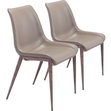 Magnus Dining Chair Set of 2 In Brown and Walnut