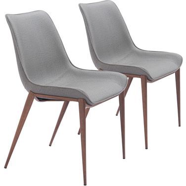 Magnus Dining Chair Set of 2 In Slate Gray and Walnut
