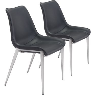 Magnus Dining Chair Set of 2 In Black and Silver